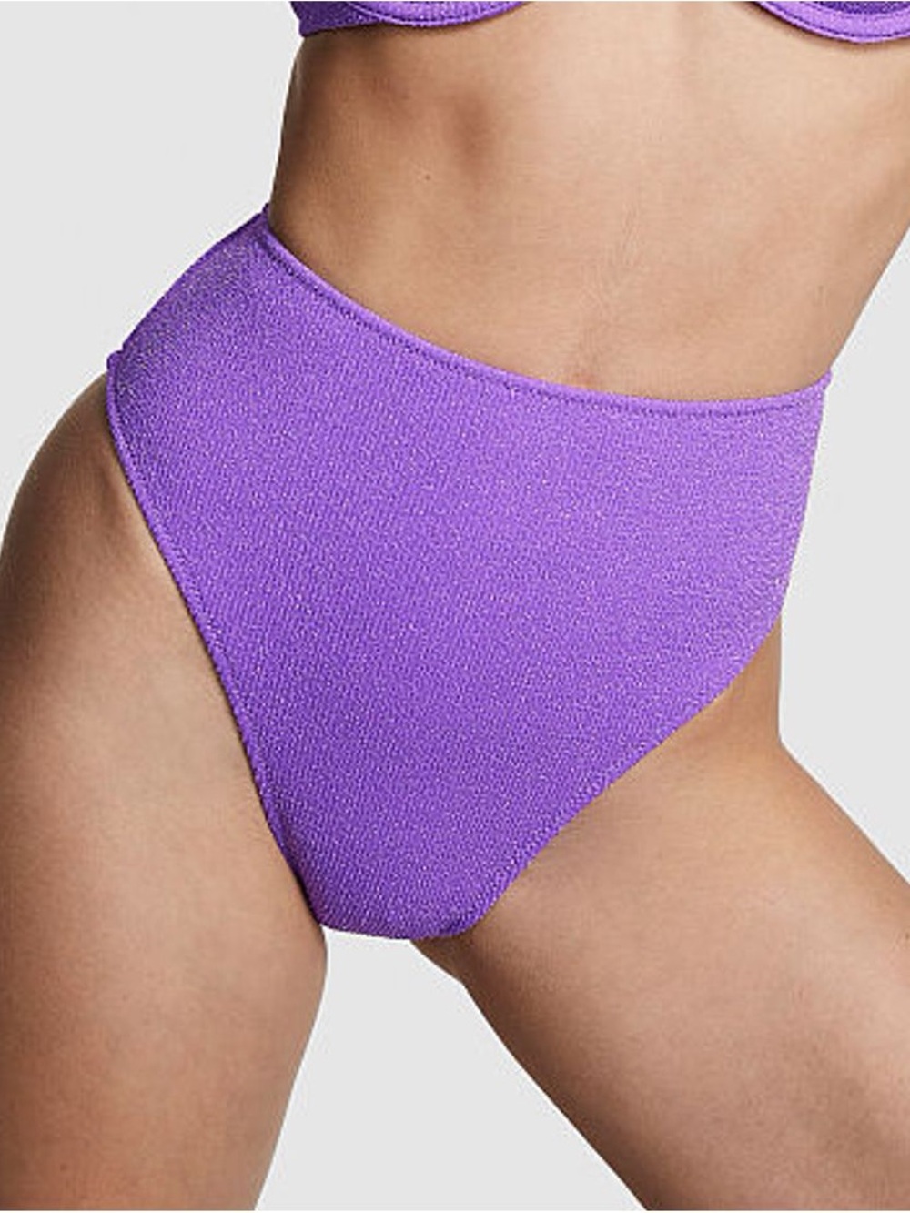 Victoria's Secret PINK Purple Metallic Shimmer High Waist Bikini Bottom NWOT XL
